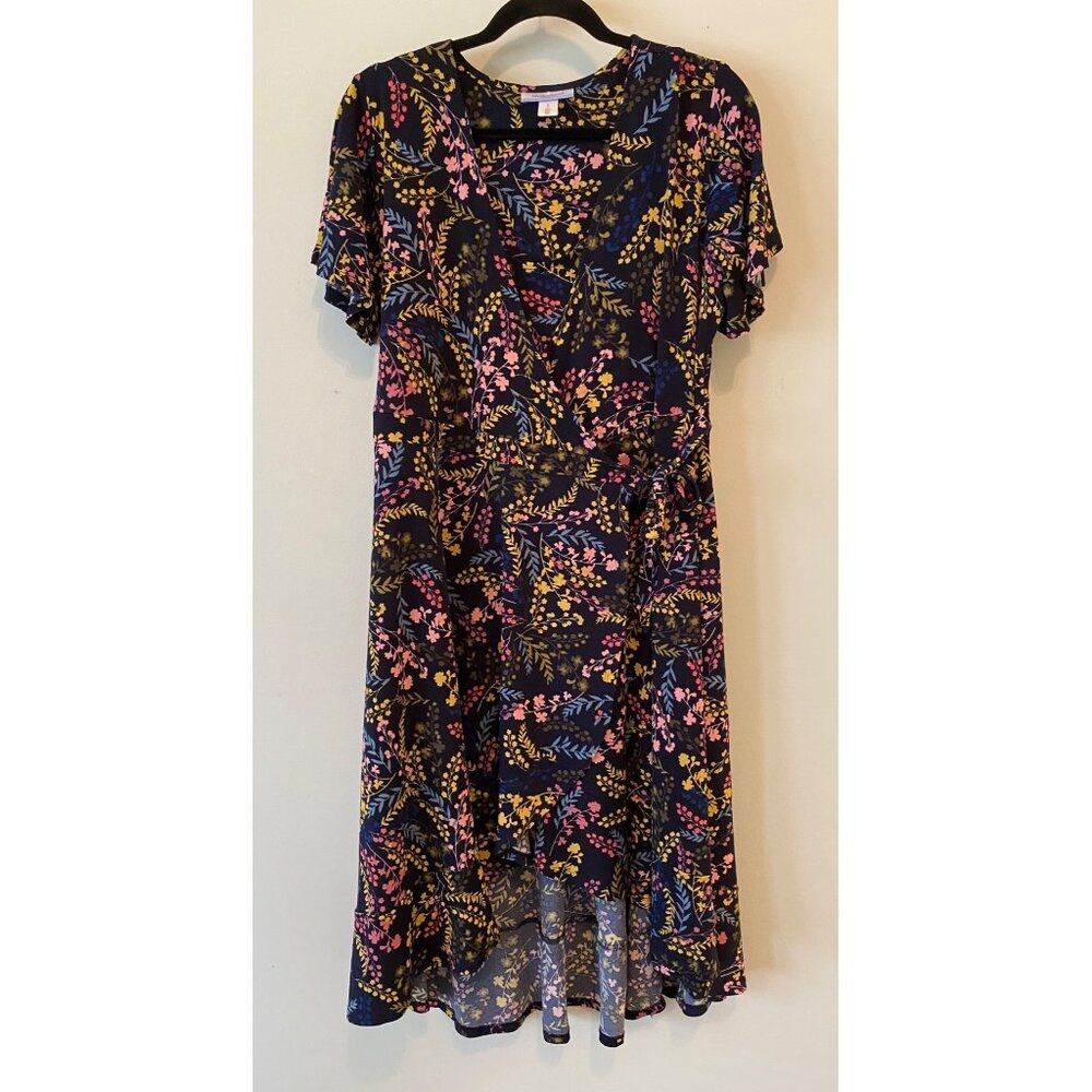 Motherhood Maternity Nursing Floral Wrap Dress Short Sleeve Large